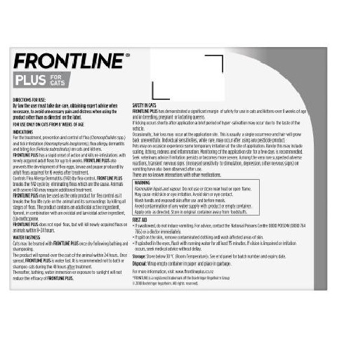 frontline plus cat back of pack